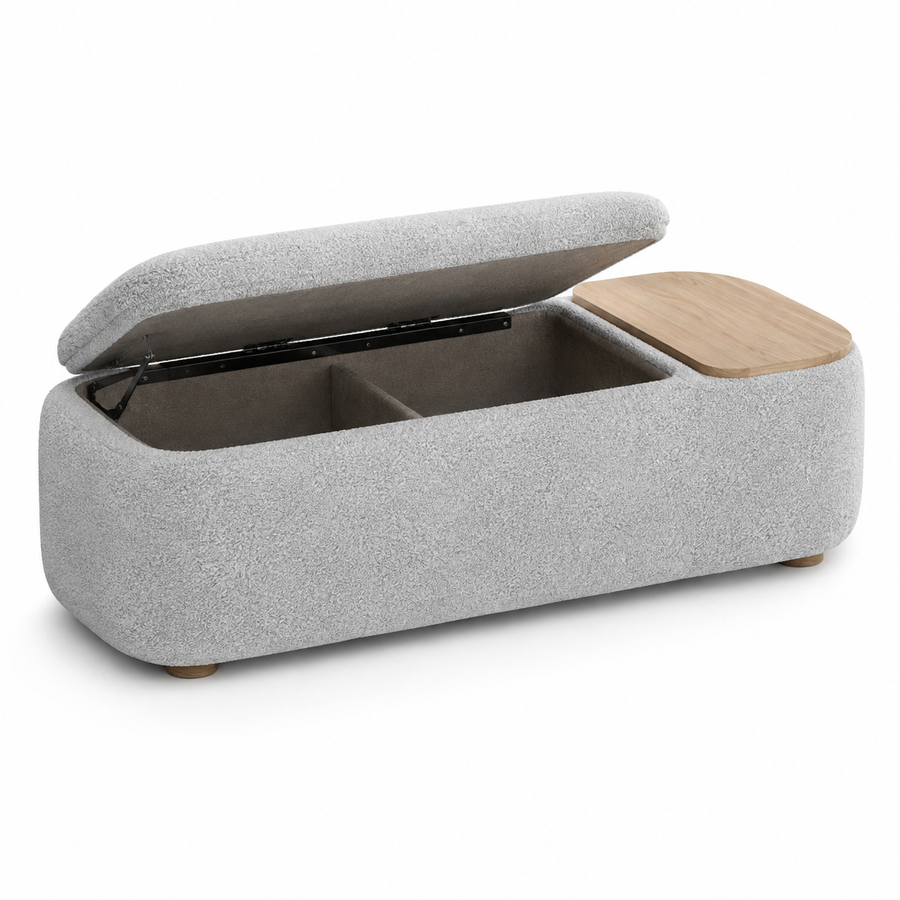 40-Inch Split Lift-Top Storage Ottoman Bench with Side Tray