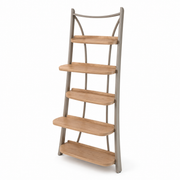 68-Inch 5-Tier Leaning Ladder Shelf with Stabilizer Rail