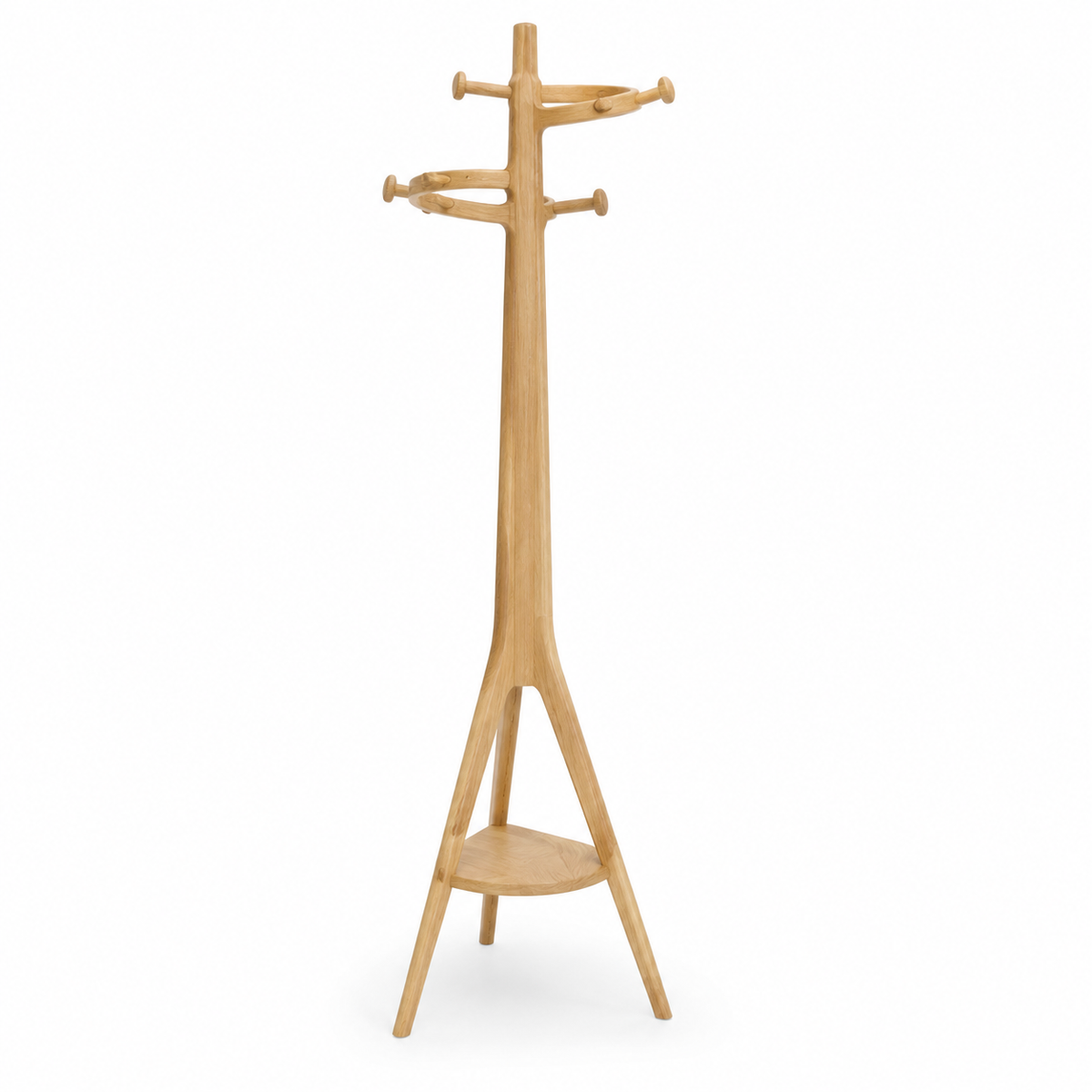 68-Inch Freestanding Coat Rack with 6 Pegs and Lower Shelf