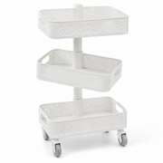 31-Inch 3-Tier Rolling Storage Cart with Rotating Trays