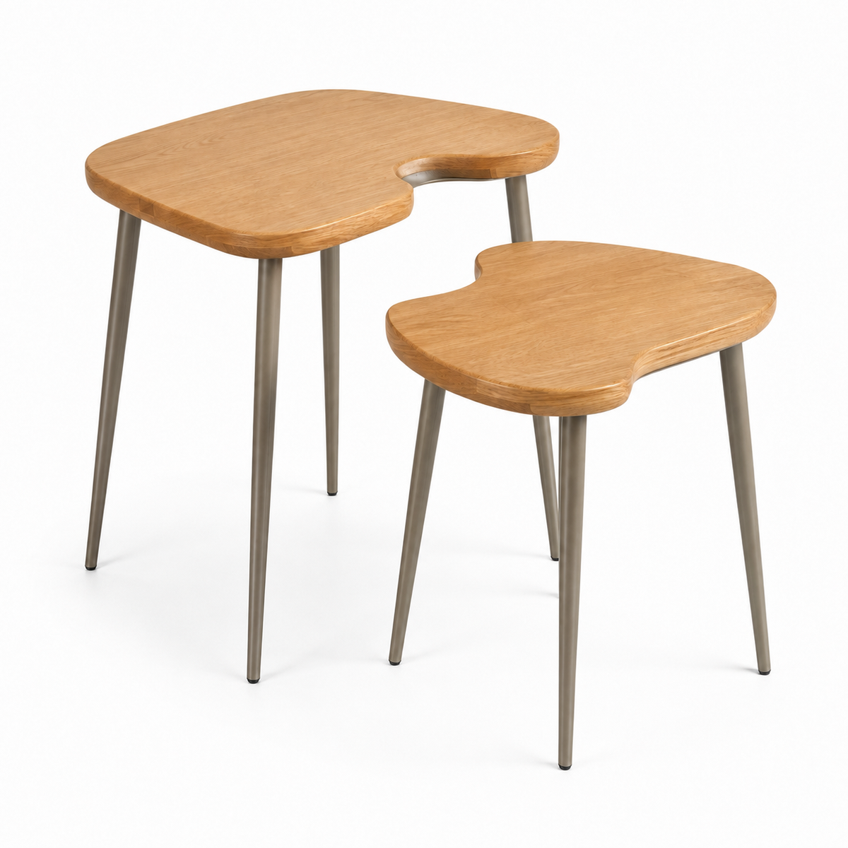 2-Piece Nesting Side Table Set with Crescent Docking Notches