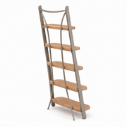 68-Inch 5-Tier Leaning Ladder Shelf with Stabilizer Rail