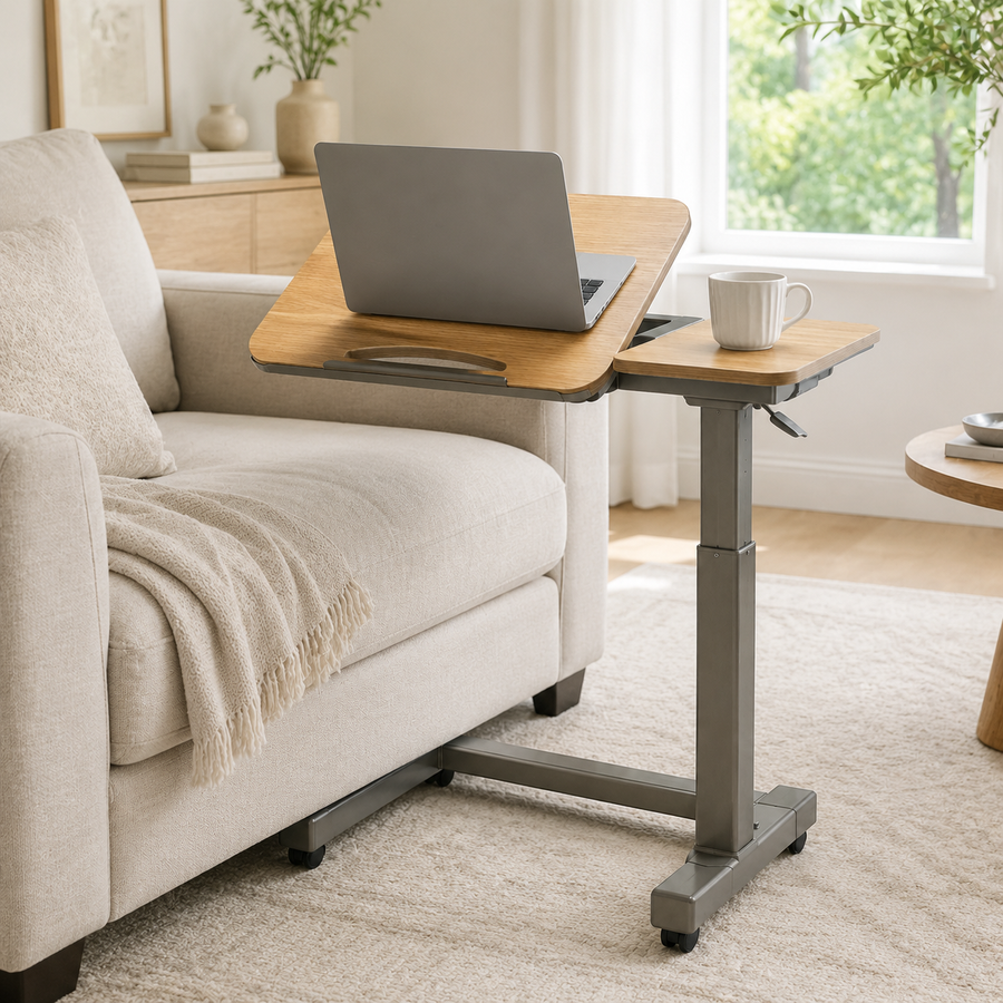26-40 Inch Height-Adjustable Laptop Side Desk with Tilt Panel