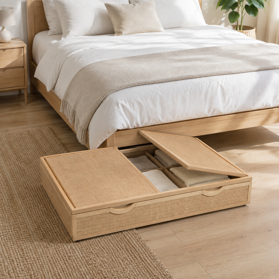 36-Inch Rolling Under-Bed Storage Drawer with Split Lid