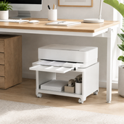 Compact 2-Tier Rolling Printer Stand with Pull-Out Paper Tray