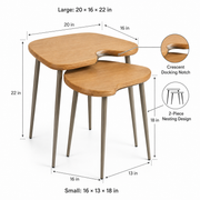 2-Piece Nesting Side Table Set with Crescent Docking Notches