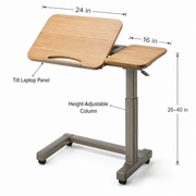 26-40 Inch Height-Adjustable Laptop Side Desk with Tilt Panel