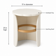 17-Inch Scalloped Round Accent Side Table