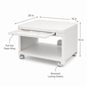 Compact 2-Tier Rolling Printer Stand with Pull-Out Paper Tray