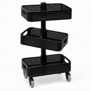 31-Inch 3-Tier Rolling Storage Cart with Rotating Trays