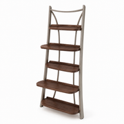 68-Inch 5-Tier Leaning Ladder Shelf with Stabilizer Rail
