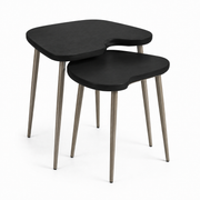 2-Piece Nesting Side Table Set with Crescent Docking Notches
