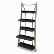 68-Inch 5-Tier Leaning Ladder Shelf with Stabilizer Rail