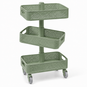 31-Inch 3-Tier Rolling Storage Cart with Rotating Trays
